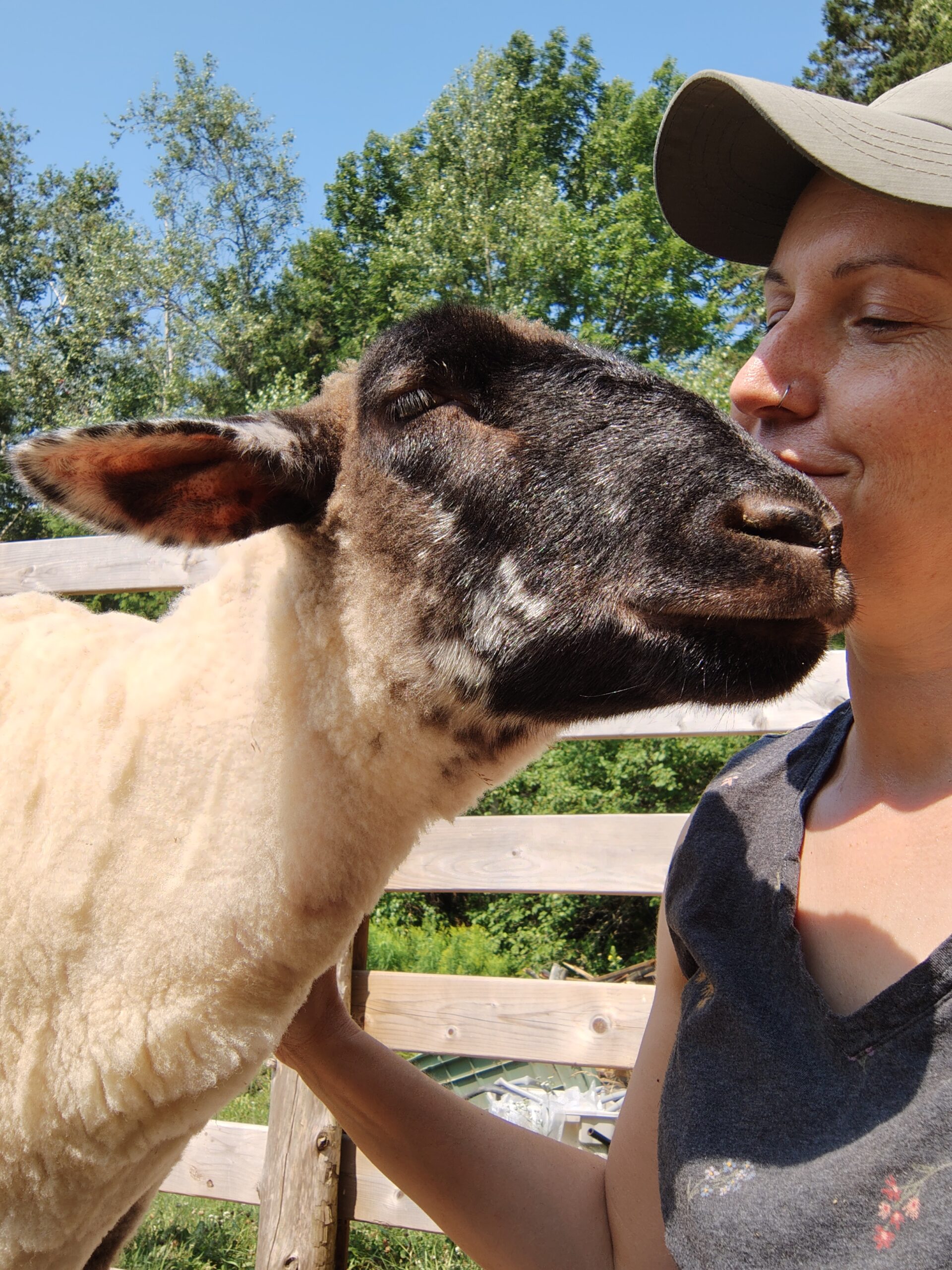 Emma the sheep with Lily's Place Executive Director Jamie Sabot